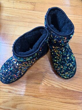 UGG Sequin Booties - Black with Multicolor Sequins
